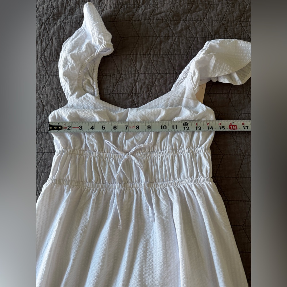 NWT SO white dress Seersucker midi flutter sleeve milkmaid dress size medium - Picture 16 of 16